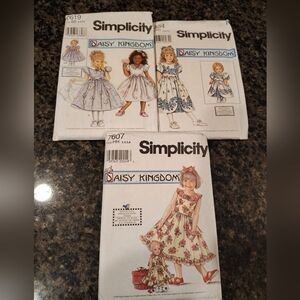 Simplicity Lot Of 3 Daisy Kingdom Girl's & Doll Dress Patterns Sz 3-6 Uncut 90's